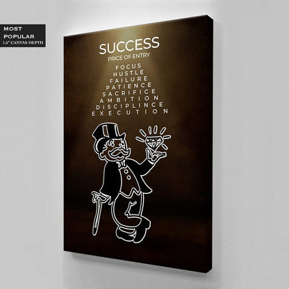 ALEC MONOPOLY Success Motivational Art  Acrylic Canvas Poster for Office - Rich Uncle Inspiration with Focus Ambition Hustle Discipline