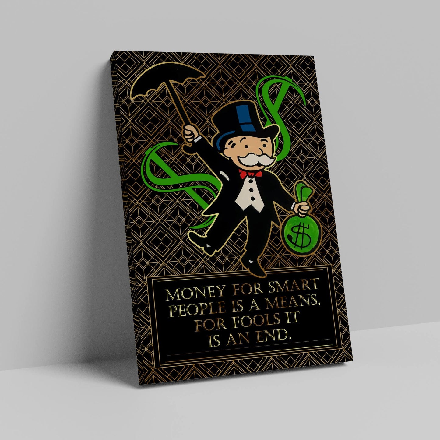 Alec Monopoly Canvas - Limited Edition Gold and Black Office Wall Art Poster for Smart and Wealthy Motivation