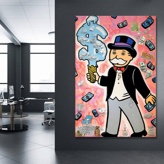 ALEC MONOPOLY Ice Cream Diamonds Inspirational Office Canvas - Motivational Entrepreneur Quotes - Pink Pop Art Wall Art