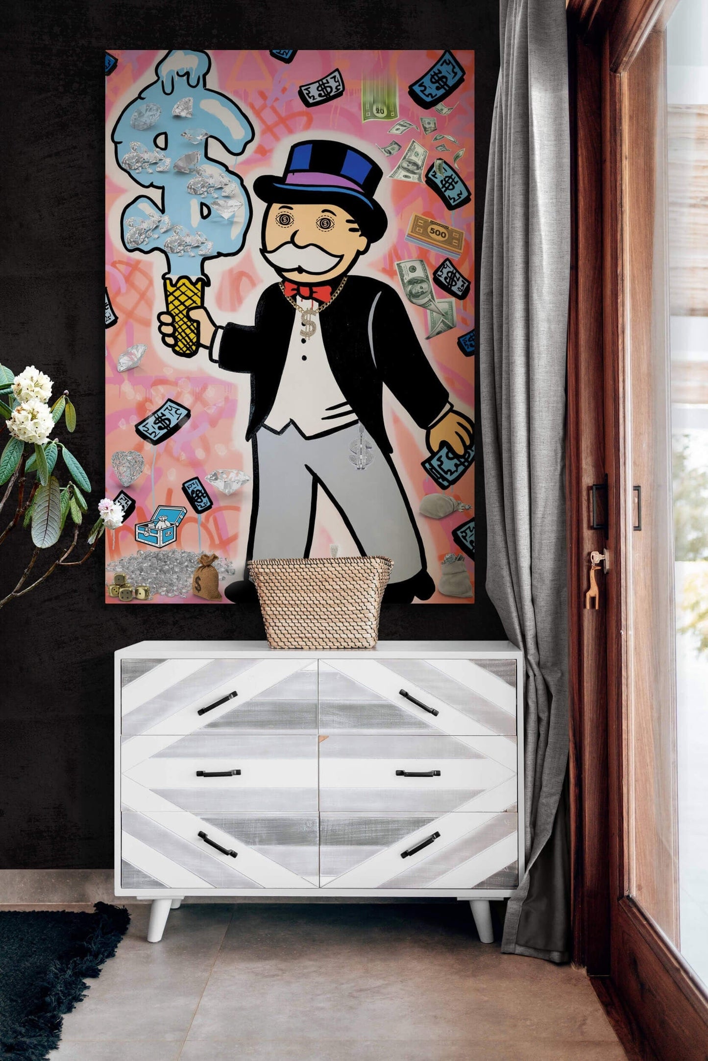 ALEC MONOPOLY Ice Cream Diamonds Inspirational Office Canvas - Motivational Entrepreneur Quotes - Pink Pop Art Wall Art