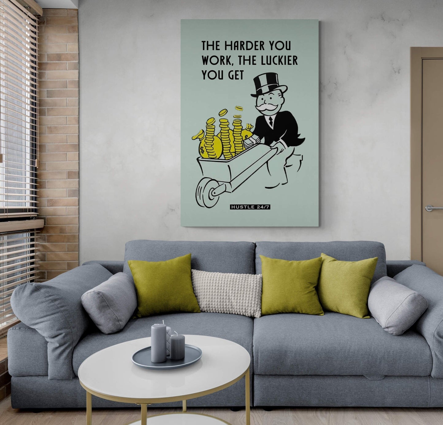 ALEC MONOPOLY CANVAS - The Harder You Work The Luckier You Get 5 Am Club Entrepreneur Poster - Motivational Inspirational Art - Hustle 247