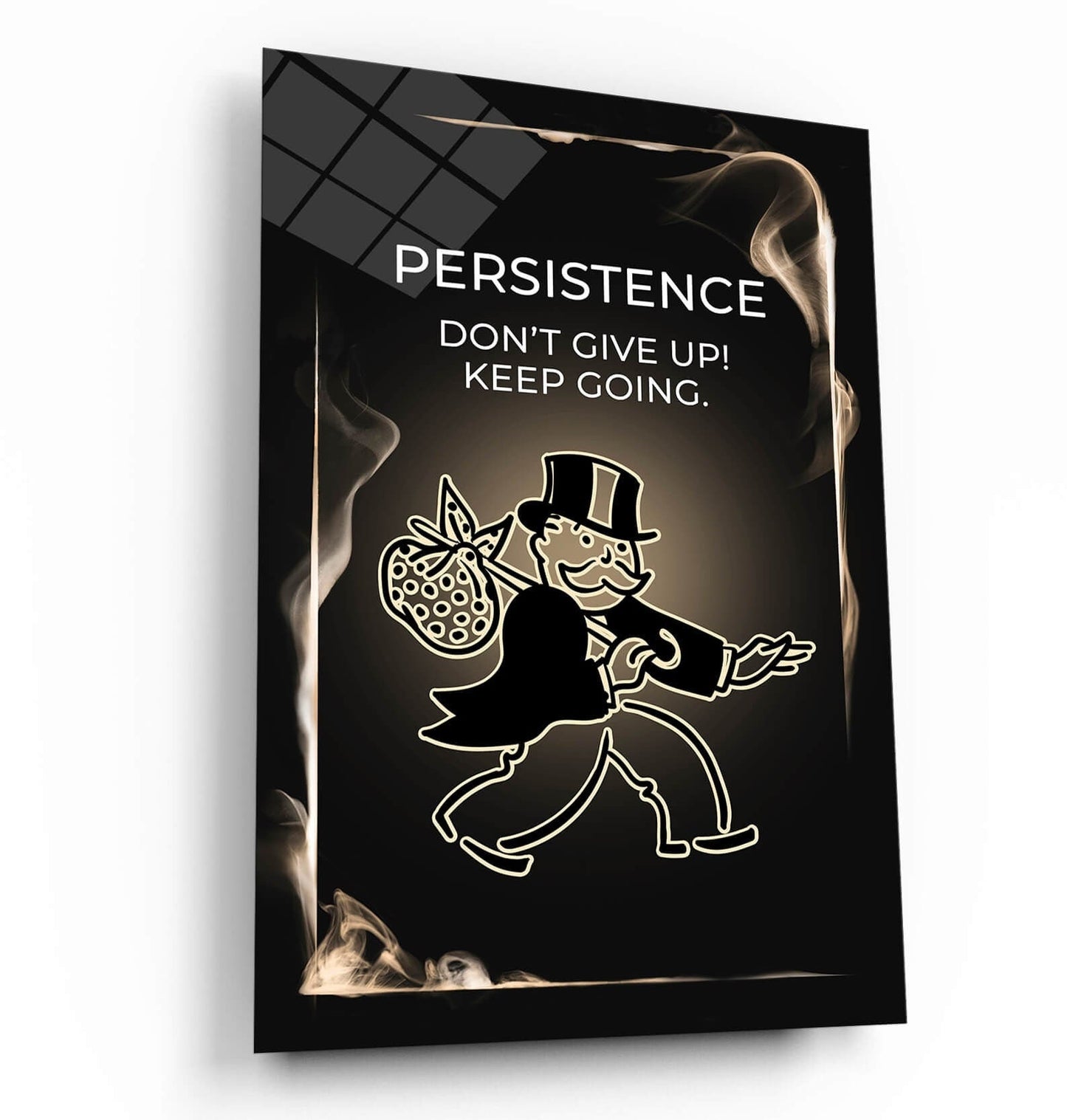 ALEC MONOPOLY Wall Art - Persistence Motivational Poster  Inspirational Canvas Office Pop Art for Motivation  Don't Give Up Keep Going Print