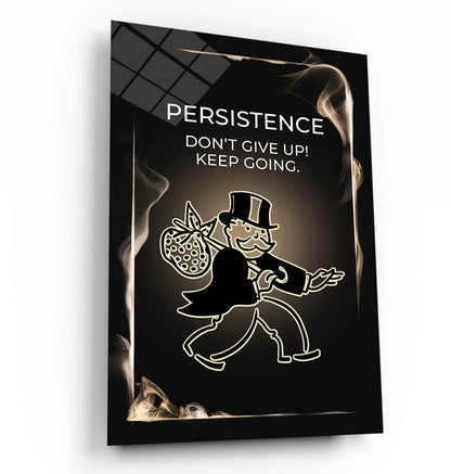 ALEC MONOPOLY Wall Art - Persistence Motivational Poster  Inspirational Canvas Office Pop Art for Motivation  Don't Give Up Keep Going Print