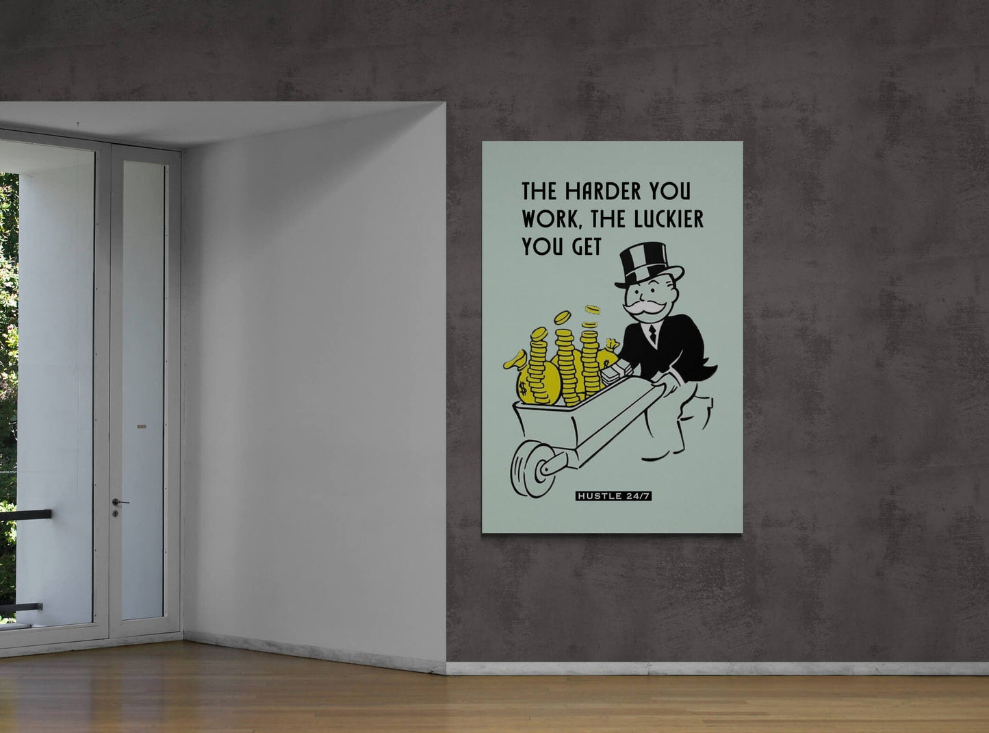 ALEC MONOPOLY CANVAS - The Harder You Work The Luckier You Get 5 Am Club Entrepreneur Poster - Motivational Inspirational Art - Hustle 247