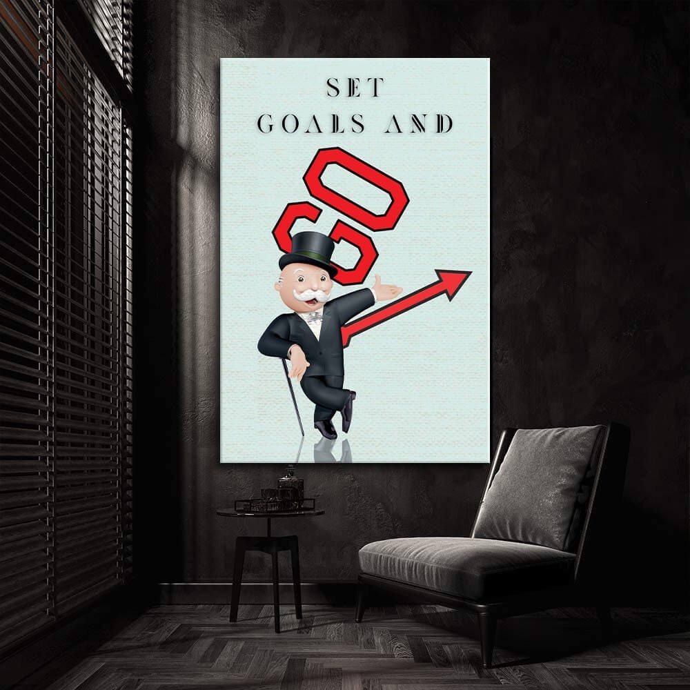 Alec Monopoly Canvas  Motivational Monopoly Art for Living Room  Office  Set and Achieve Goals with Inspirational Poster