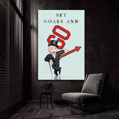 Alec Monopoly Canvas  Motivational Monopoly Art for Living Room  Office  Set and Achieve Goals with Inspirational Poster