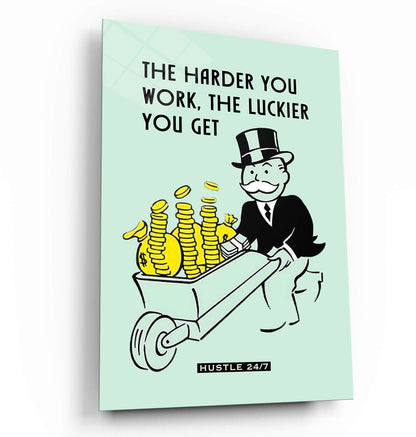 ALEC MONOPOLY CANVAS - The Harder You Work The Luckier You Get 5 Am Club Entrepreneur Poster - Motivational Inspirational Art - Hustle 247