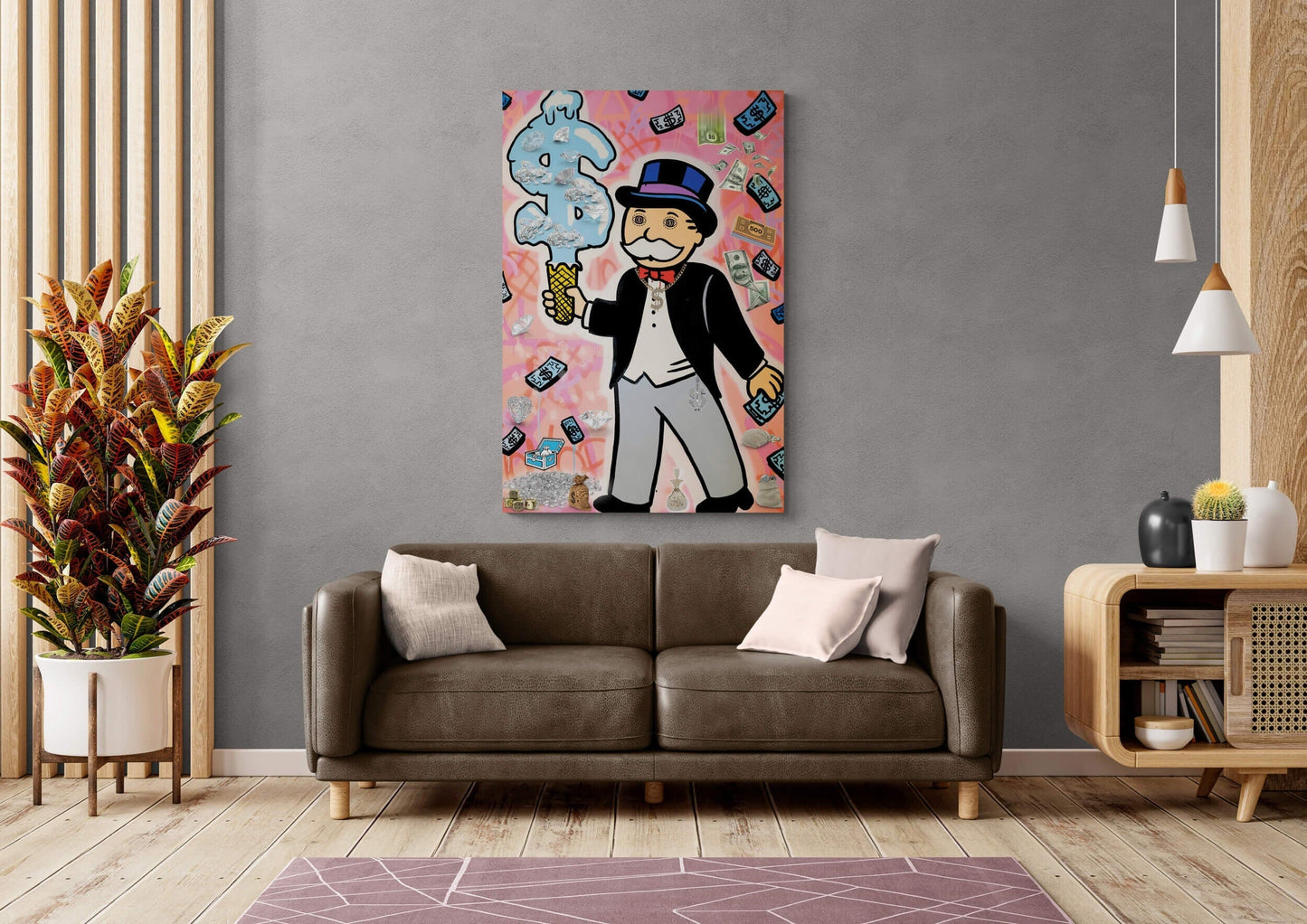 ALEC MONOPOLY Ice Cream Diamonds Inspirational Office Canvas - Motivational Entrepreneur Quotes - Pink Pop Art Wall Art