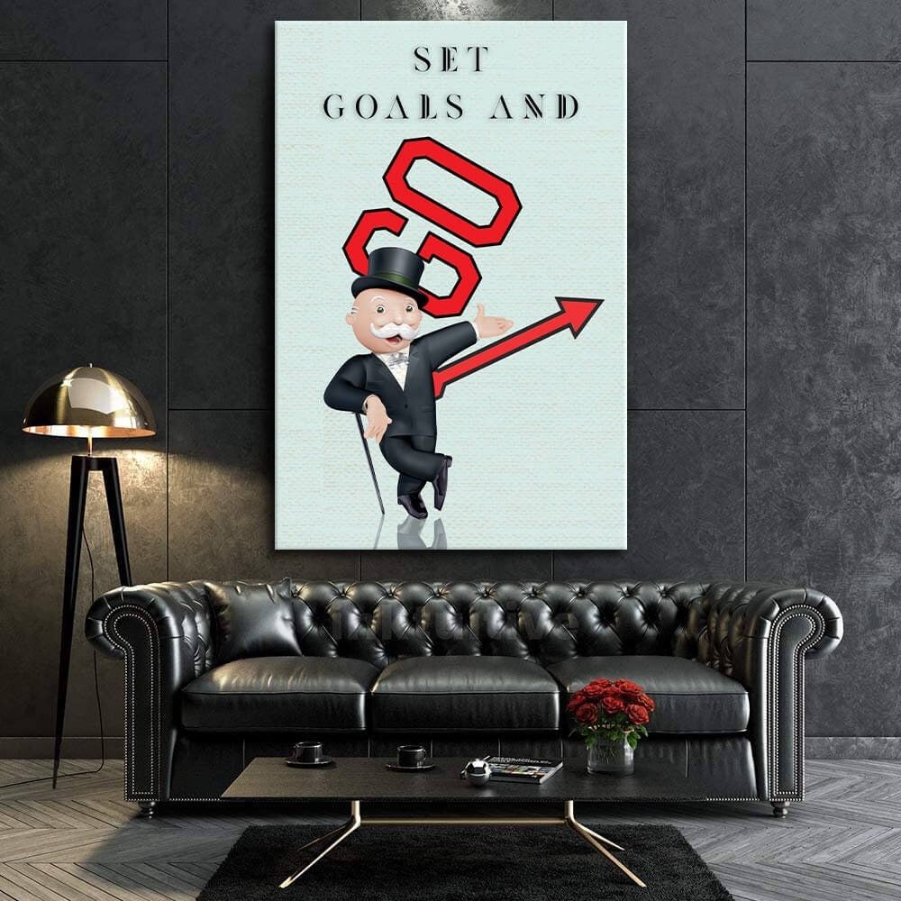 Alec Monopoly Canvas  Motivational Monopoly Art for Living Room  Office  Set and Achieve Goals with Inspirational Poster