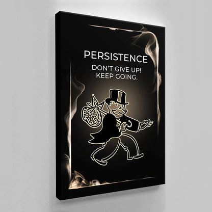 ALEC MONOPOLY Wall Art - Persistence Motivational Poster  Inspirational Canvas Office Pop Art for Motivation  Don't Give Up Keep Going Print