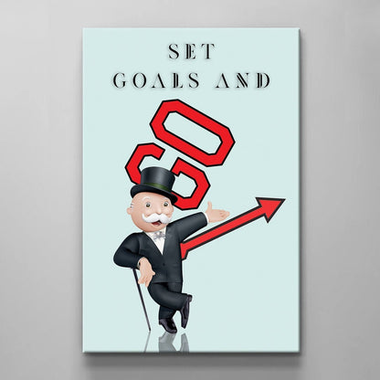 Alec Monopoly Canvas  Motivational Monopoly Art for Living Room  Office  Set and Achieve Goals with Inspirational Poster