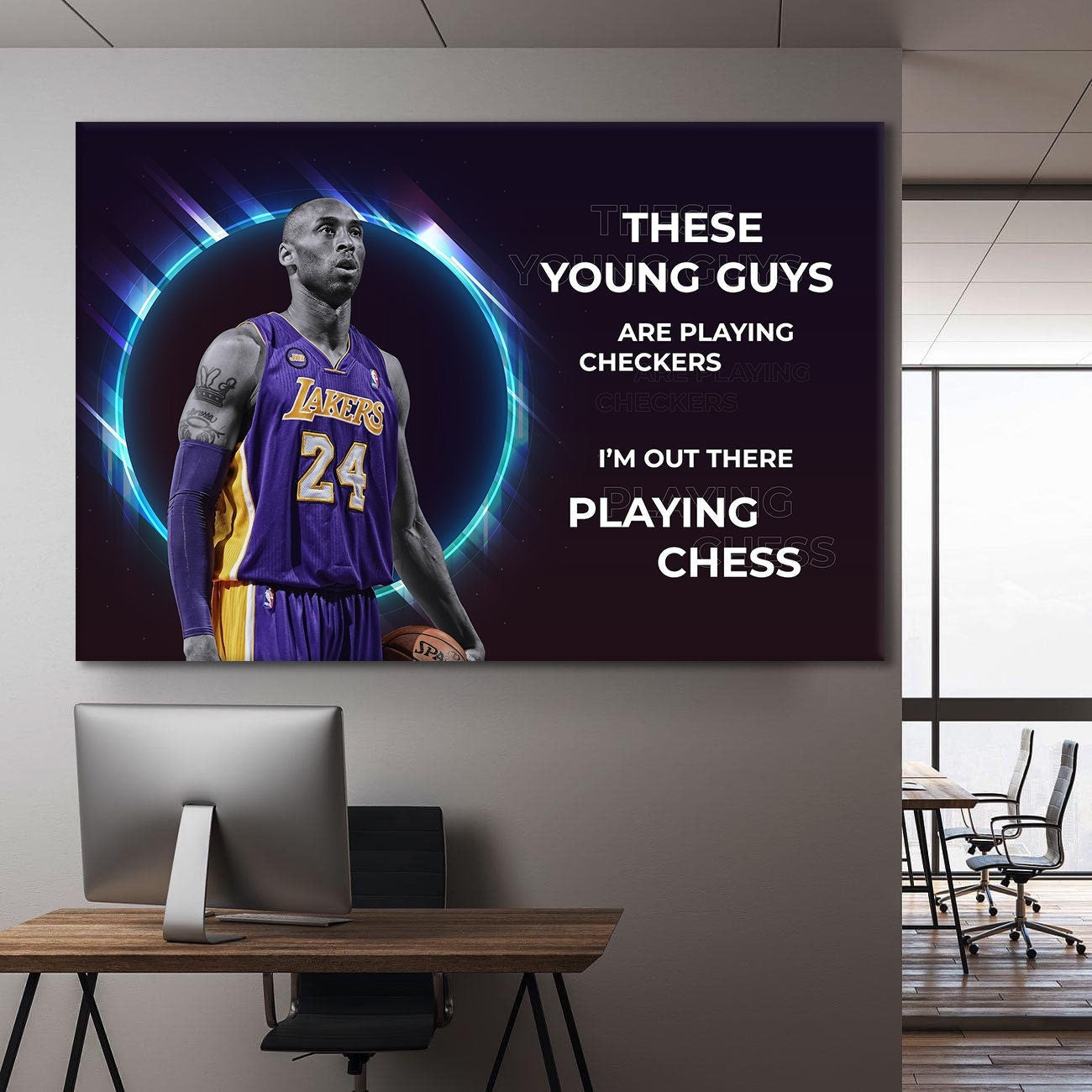 Kobe Bryant Inspirational Canvas Print - Mamba Mentality Quote for Home Gym or Office Decor - Motivating Sports Art - Never Give Up