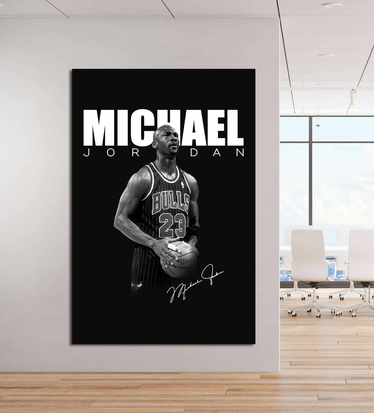 Michael Jordan Basketball Ball Wall Art, Jordan 23 Chicago Bulls Poster, Wall Art, Mike Basketball Goat Canvas