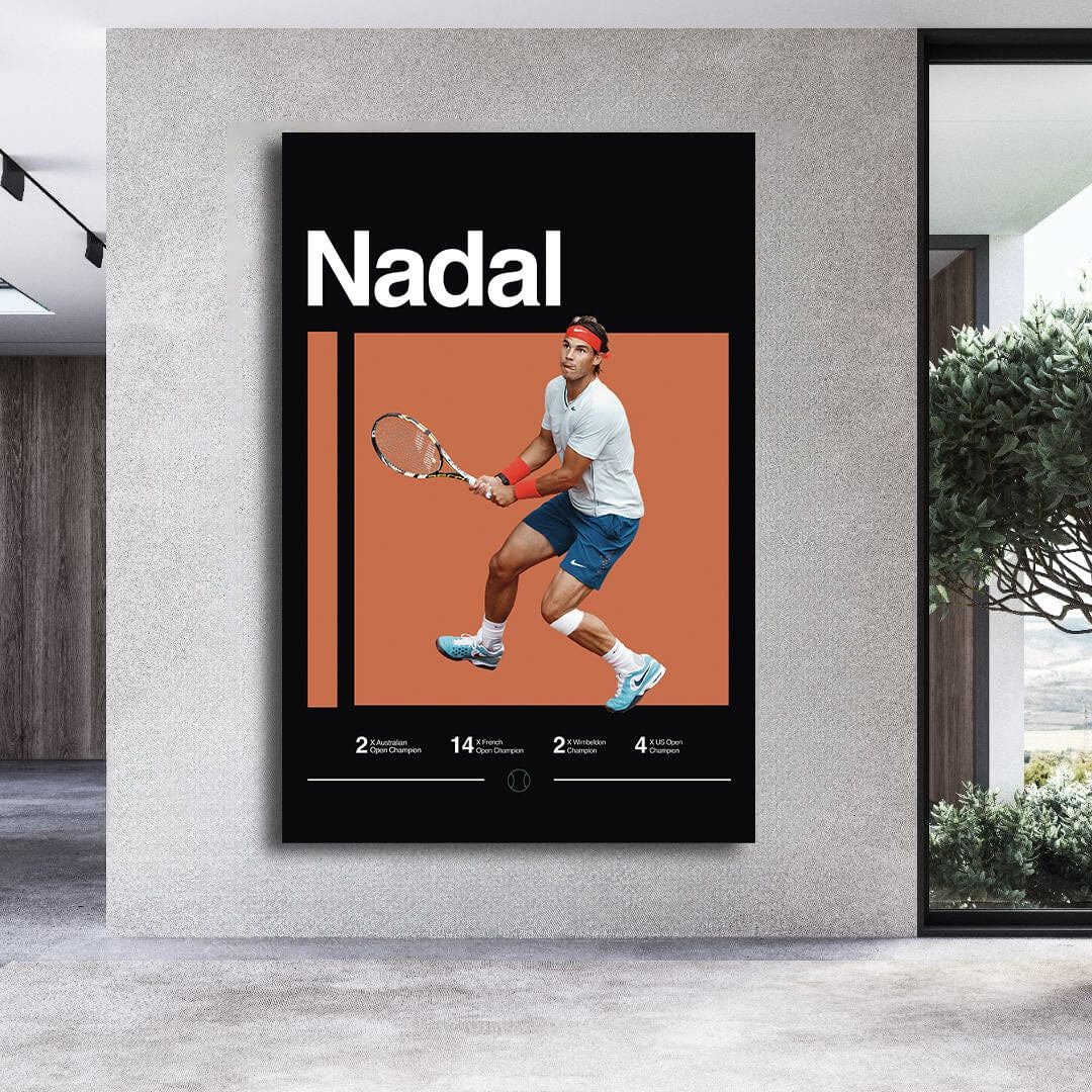 Rafael Nadal Poster, Tennis Print, Minimalist, Mid-Century Modern, Tennis Fans, Sports Office Wall Art, Sports Bedroom