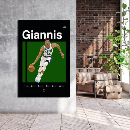 Giannis Antetokounmpo Poster, Milwaukee Bucks Poster, Minimalist, Mid-Century Modern, NBA Poster, Office Wall Art, Bedroom Art