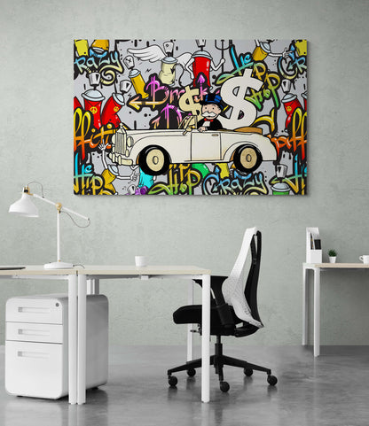 Alec Monopoly Wall Art, Motivational Poster, Inspirational Entrepreneur Print, Pop Culture Office Canvas Money Financial Freedom