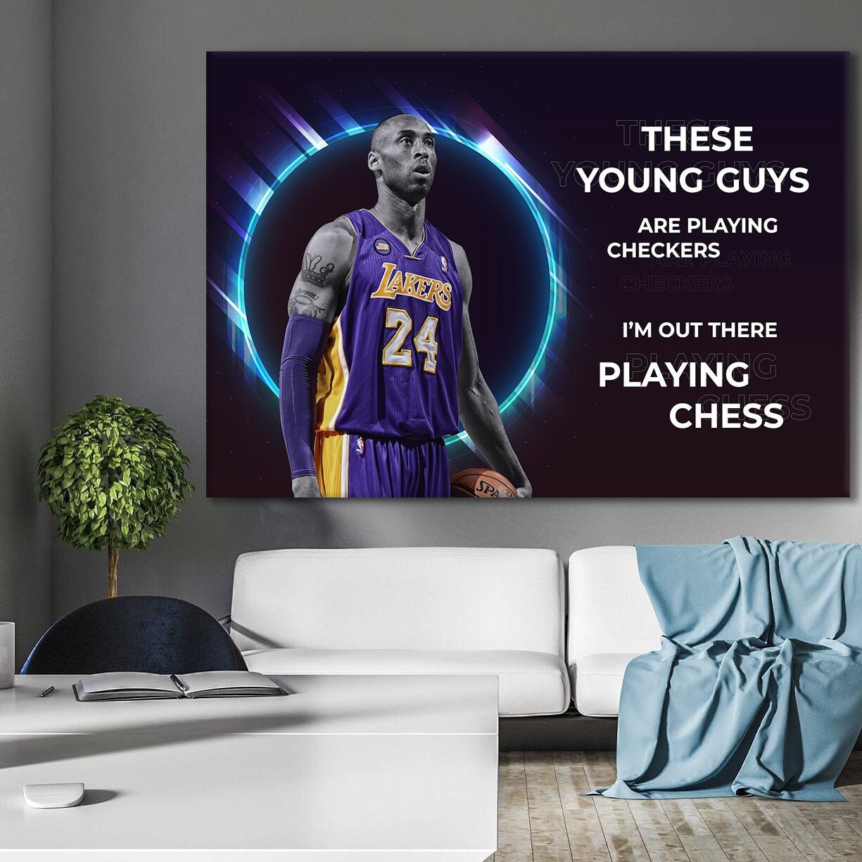 Kobe Bryant Inspirational Canvas Print - Mamba Mentality Quote for Home Gym or Office Decor - Motivating Sports Art - Never Give Up