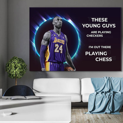 Kobe Bryant Inspirational Canvas Print - Mamba Mentality Quote for Home Gym or Office Decor - Motivating Sports Art - Never Give Up