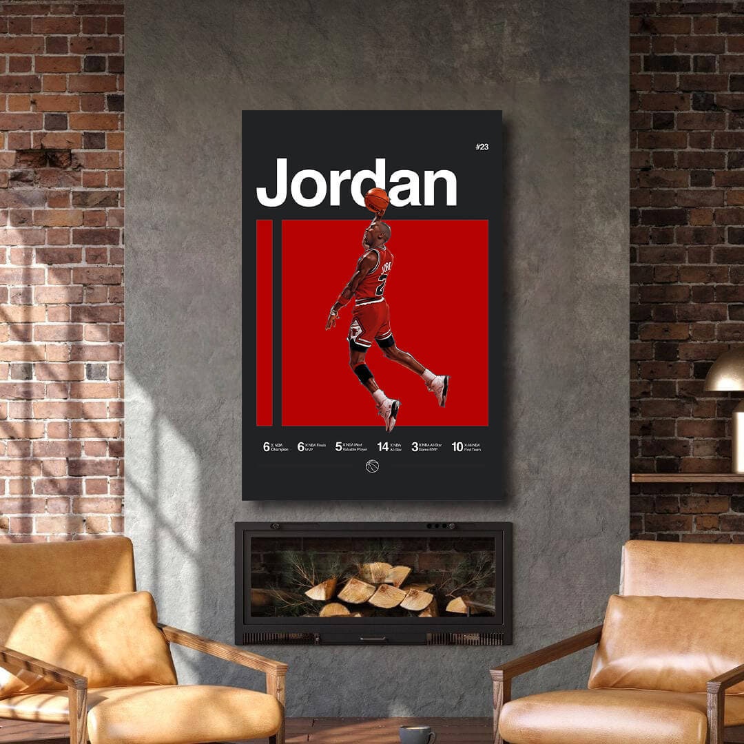 Michael Jordan Basketball Ball Wall Art, Jordan 23 Chicago Bulls Poster, Wall Art, Mike Basketball Goat Canvas