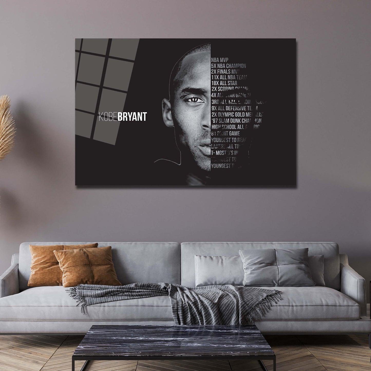 Kobe achievements Canvas Bryant Motivational Decor Basketball Wall Art, Office Decor Wall Art Poster, Inspirational Wall Art Quote Print