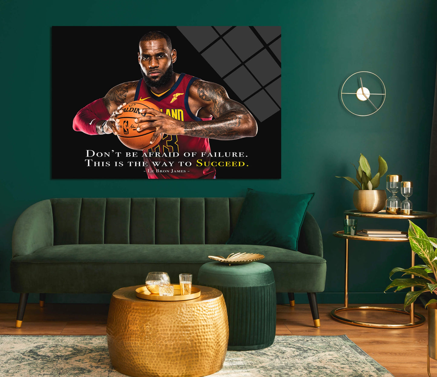 Basketball Quote Wall Art for Living Room LeBron James Canvas Paintings on Canvas American Basketball Wooden Framed Stretched Ready to Hang