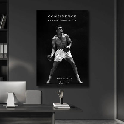 Muhammad Ali Wall Art Motivational CONFIDENCE Quote Landscape Canvas Modern Office Decor COMPETITION Entrepreneur Man Cave Gift Success