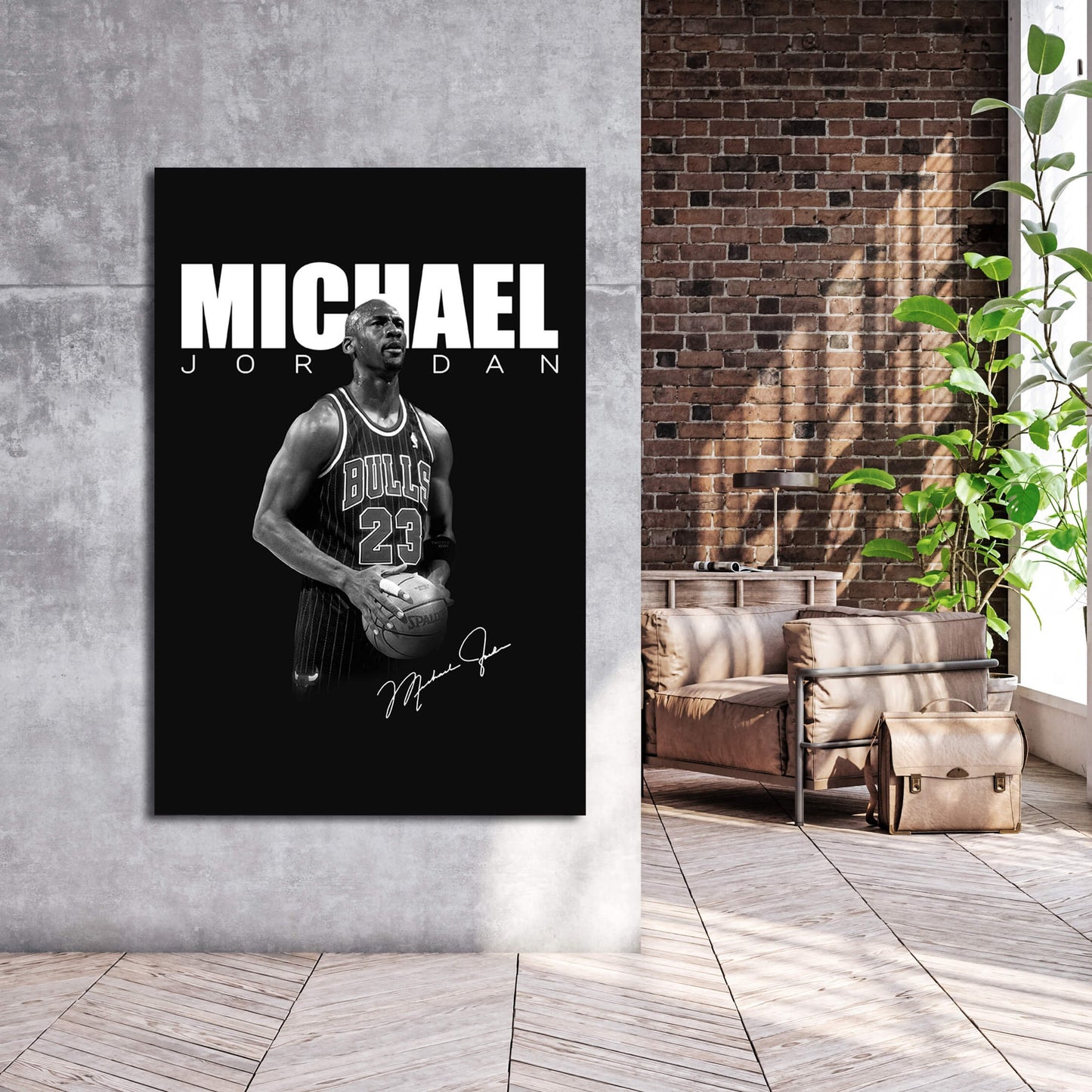 Michael Jordan Basketball Ball Wall Art, Jordan 23 Chicago Bulls Poster, Wall Art, Mike Basketball Goat Canvas