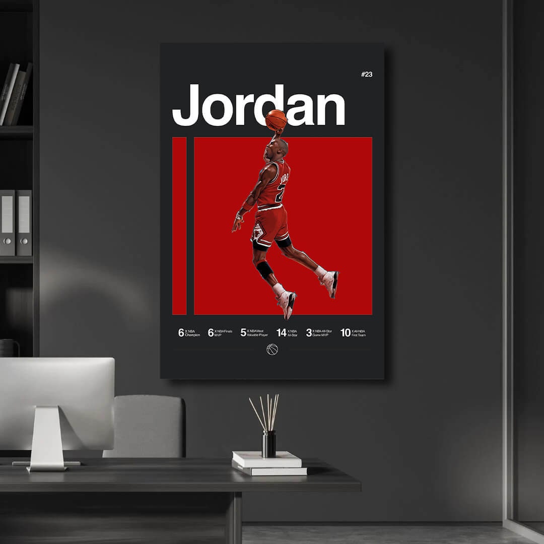 Michael Jordan Basketball Ball Wall Art, Jordan 23 Chicago Bulls Poster, Wall Art, Mike Basketball Goat Canvas