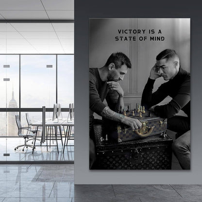 Messi & Ronaldo Chess Poster, Football Legends Canvas, Soccer Player Poster, Football Wall Art, Sport Home Decor, World Cup 2022 Iconic Art