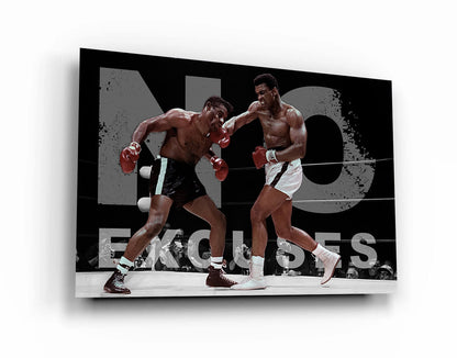 MUHAMMAD ALI - No Excuses Motivational Canvas Art Boxing Quote Inspirational Wall Art Framed Canvas Poster Print Home/Office Champion Quote