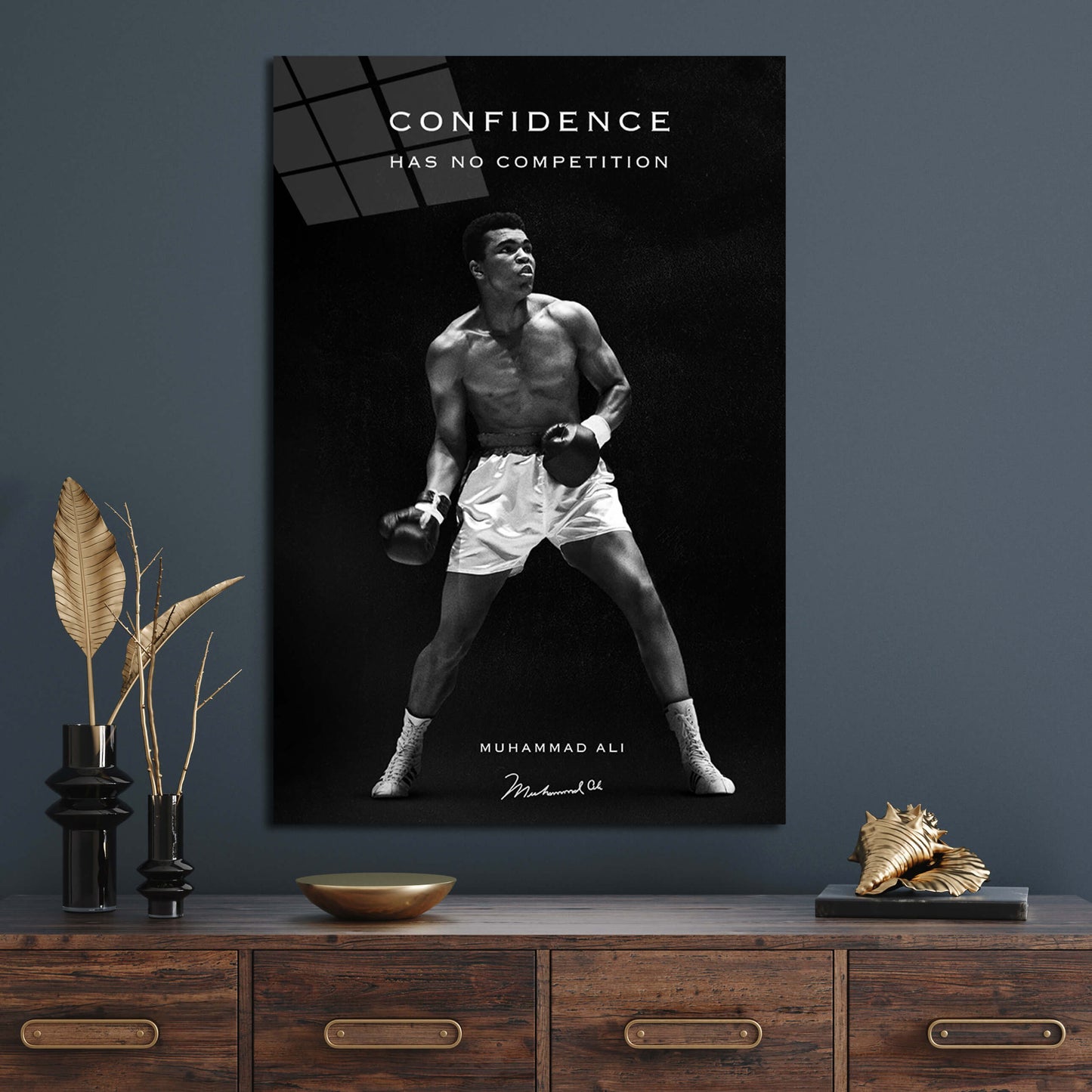 Muhammad Ali Wall Art Motivational CONFIDENCE Quote Landscape Canvas Modern Office Decor COMPETITION Entrepreneur Man Cave Gift Success