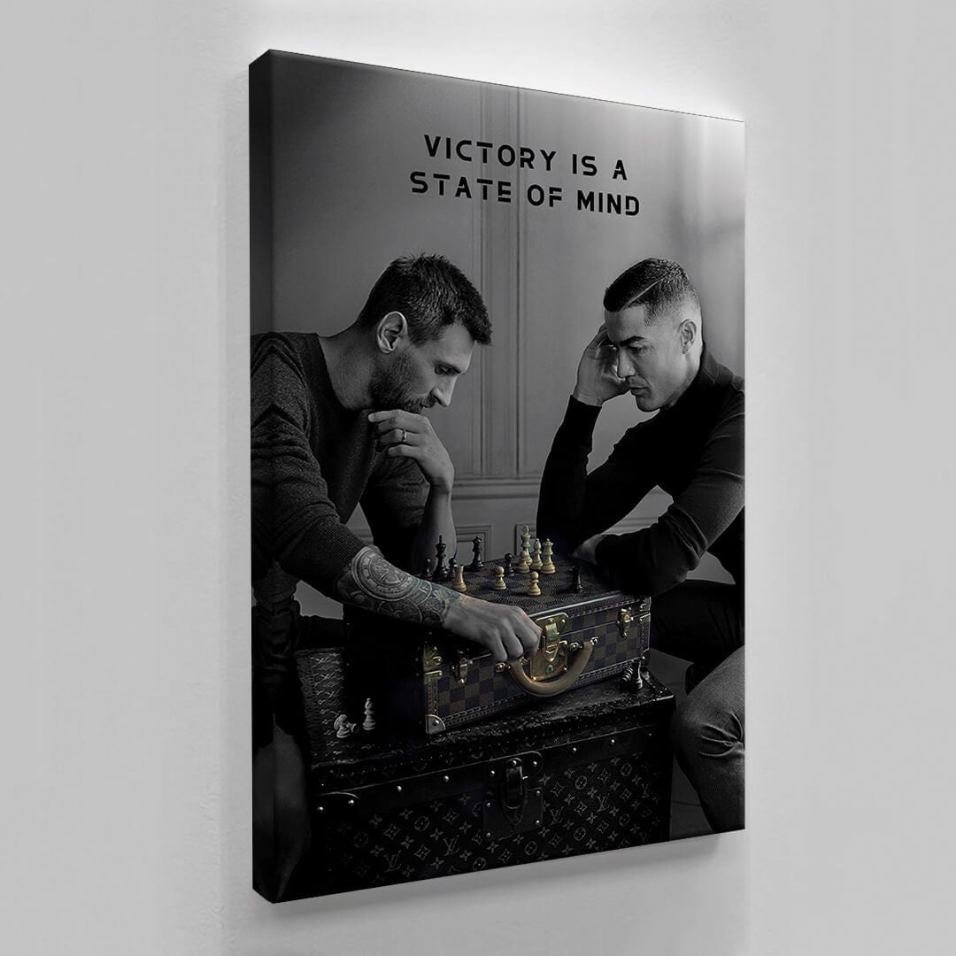 Messi & Ronaldo Chess Poster, Football Legends Canvas, Soccer Player Poster, Football Wall Art, Sport Home Decor, World Cup 2022 Iconic Art