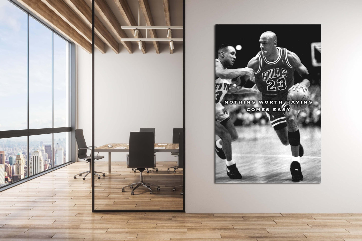 NOTHING COMES EASY Michael Jordan Basketball Ball Wall Art, Jordan 23 Chicago Bulls Poster, Wall Art, Mike Basketball Goat Canvas