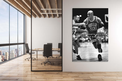 NOTHING COMES EASY Michael Jordan Basketball Ball Wall Art, Jordan 23 Chicago Bulls Poster, Wall Art, Mike Basketball Goat Canvas