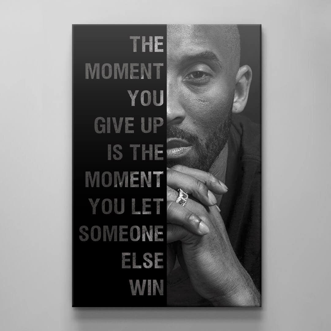 Mamba Mentality Kobes Framed Canvas Quotes Inspirational Wall Art Motivational Kobe Posters Bryant The Moment You Give Up Never Give Up