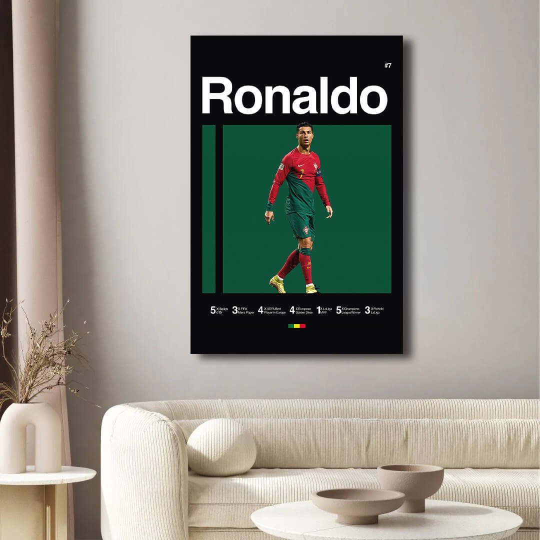 Cristiano Ronaldo Poster, World Cup Art, Portugal, Soccer Poster, Minimalist, Mid-Century Modern, Office Wall Art, Bedroom Art, Gift