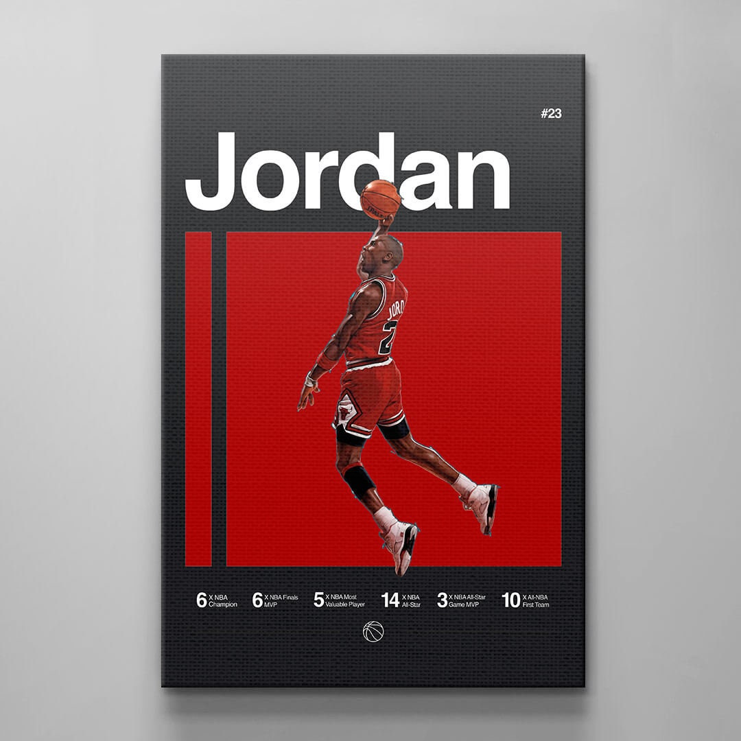 Michael Jordan Basketball Ball Wall Art, Jordan 23 Chicago Bulls Poster, Wall Art, Mike Basketball Goat Canvas