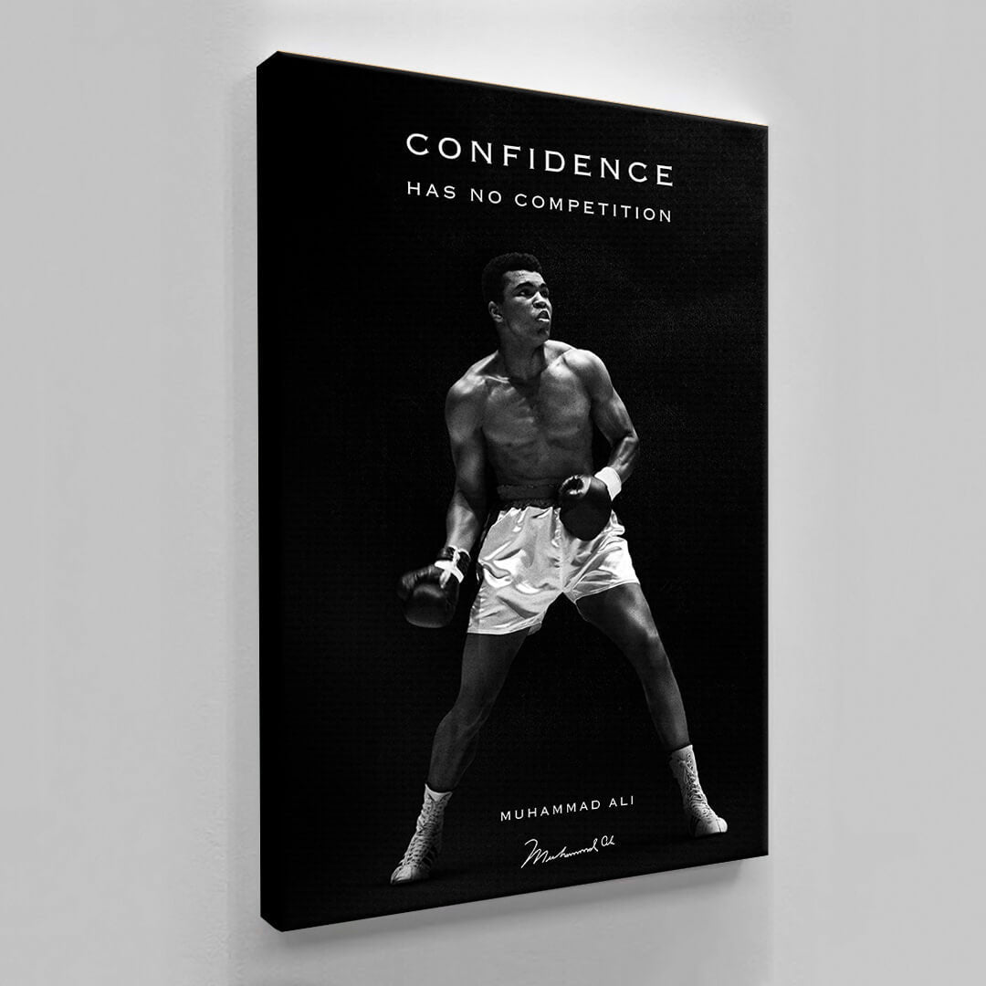 Muhammad Ali Wall Art Motivational CONFIDENCE Quote Landscape Canvas Modern Office Decor COMPETITION Entrepreneur Man Cave Gift Success