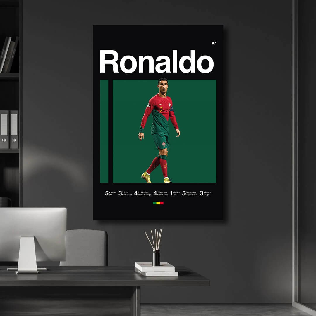 Cristiano Ronaldo Poster, World Cup Art, Portugal, Soccer Poster, Minimalist, Mid-Century Modern, Office Wall Art, Bedroom Art, Gift