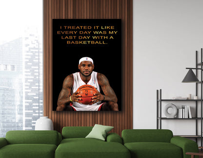 MY LAST DAY LeBron James Poster, Record Breaking Shot" Gallery Canvas Wrap, Los Angeles Lakers, Man Cave, Kids Room, Game Room, Bar