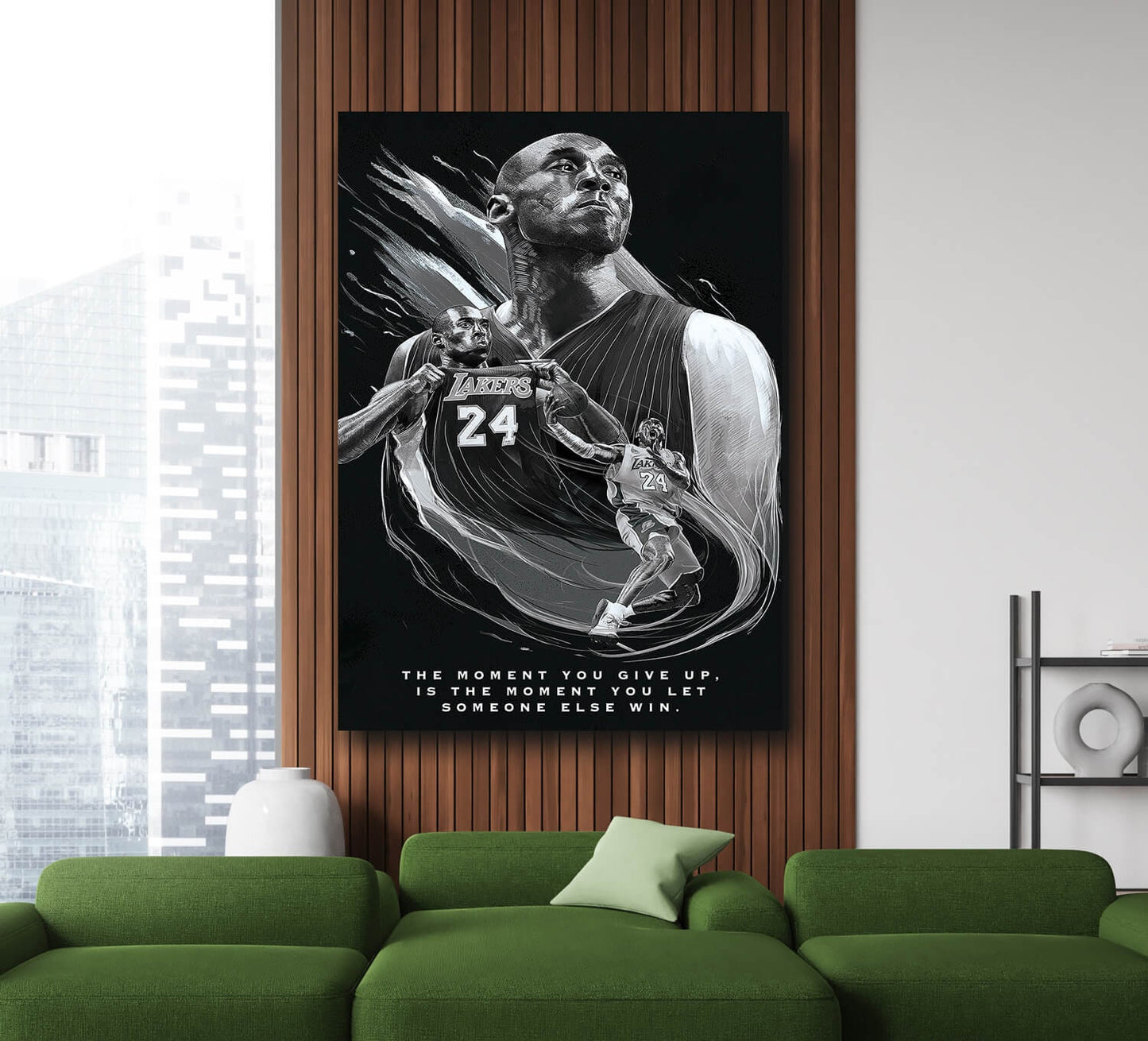 Kobe Bryant Canvas Poster Black and White Canvas Print Basketball Player Lakers Mamba Picture Stretched and Framed Ready to Hang for Decor