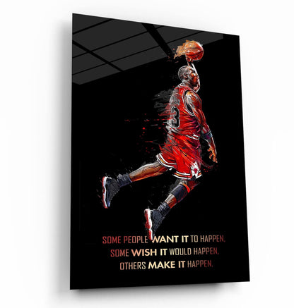 Make It Happen Michael Jordan Basketball Ball Wall Art, Jordan 23 Chicago Bulls Poster, Wall Art, Mike Basketball Goat Canvas