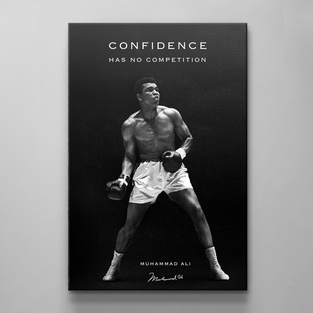 Muhammad Ali Wall Art Motivational CONFIDENCE Quote Landscape Canvas Modern Office Decor COMPETITION Entrepreneur Man Cave Gift Success