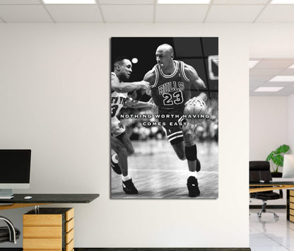 NOTHING COMES EASY Michael Jordan Basketball Ball Wall Art, Jordan 23 Chicago Bulls Poster, Wall Art, Mike Basketball Goat Canvas