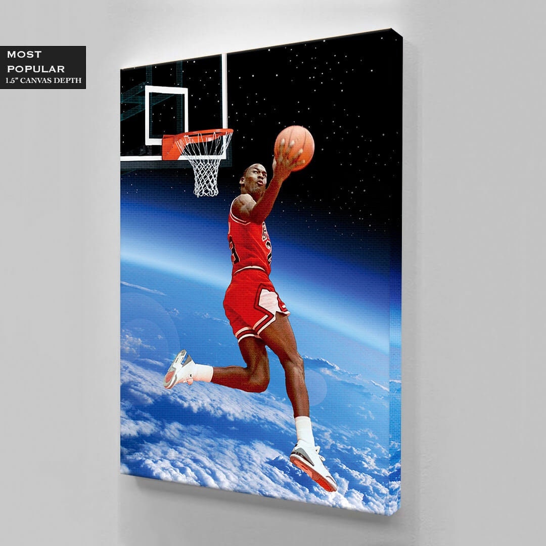 Michael Jordan Zero Gravity Basketball Ball Wall Art, Jordan 23 Chicago Bulls Poster, Wall Art, Mike Basketball Goat Canvas