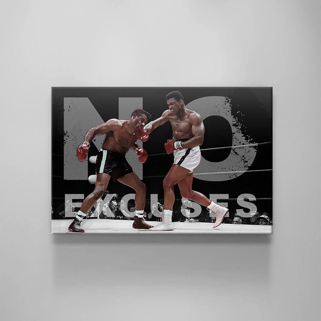 MUHAMMAD ALI - No Excuses Motivational Canvas Art Boxing Quote Inspirational Wall Art Framed Canvas Poster Print Home/Office Champion Quote