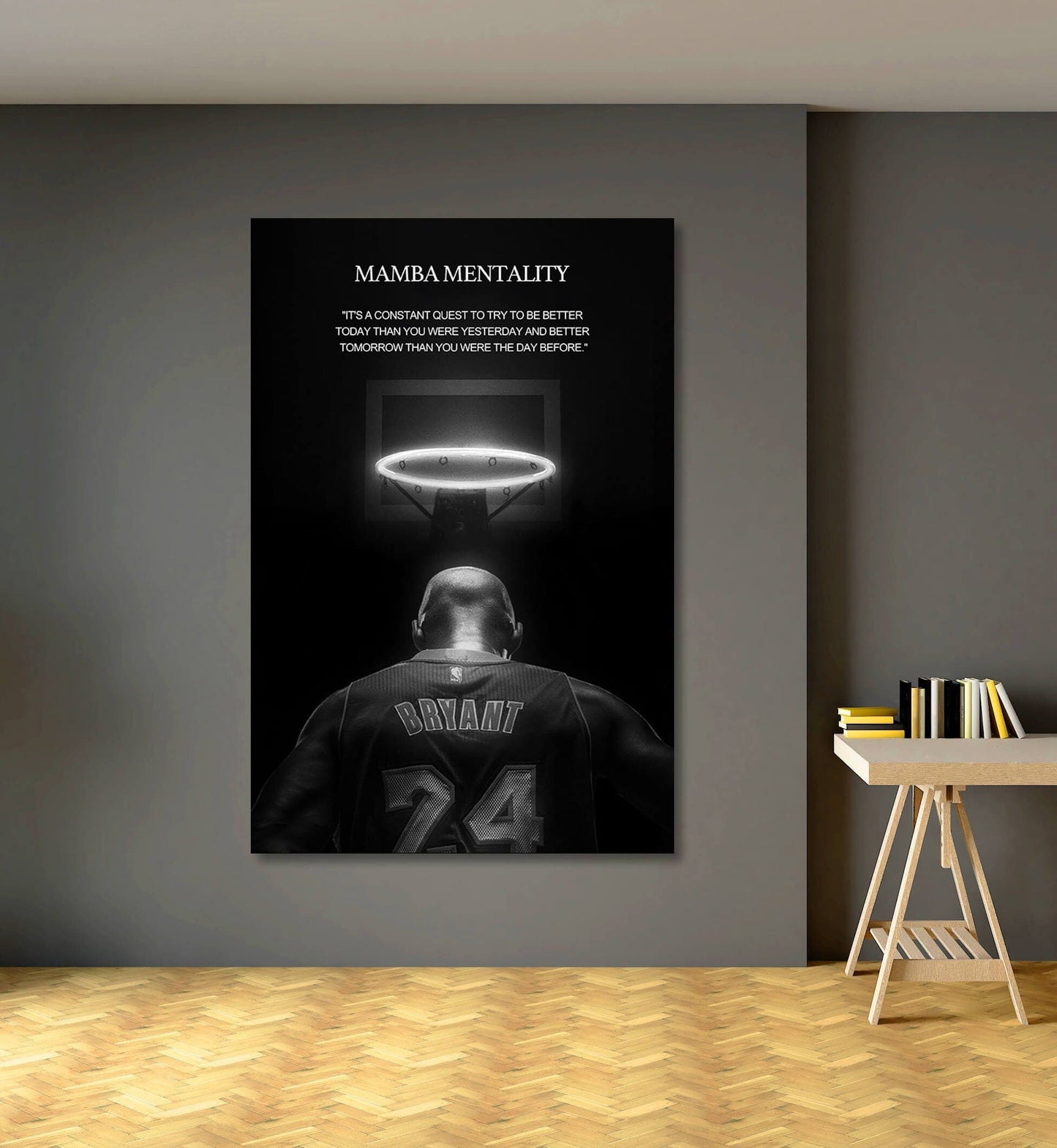 Mamba Mentality Kobes Framed Canvas Sport Quotes Inspirational Wall Art Motivational Kobe Posters Bryant Decor Living Room Artwork Jordan