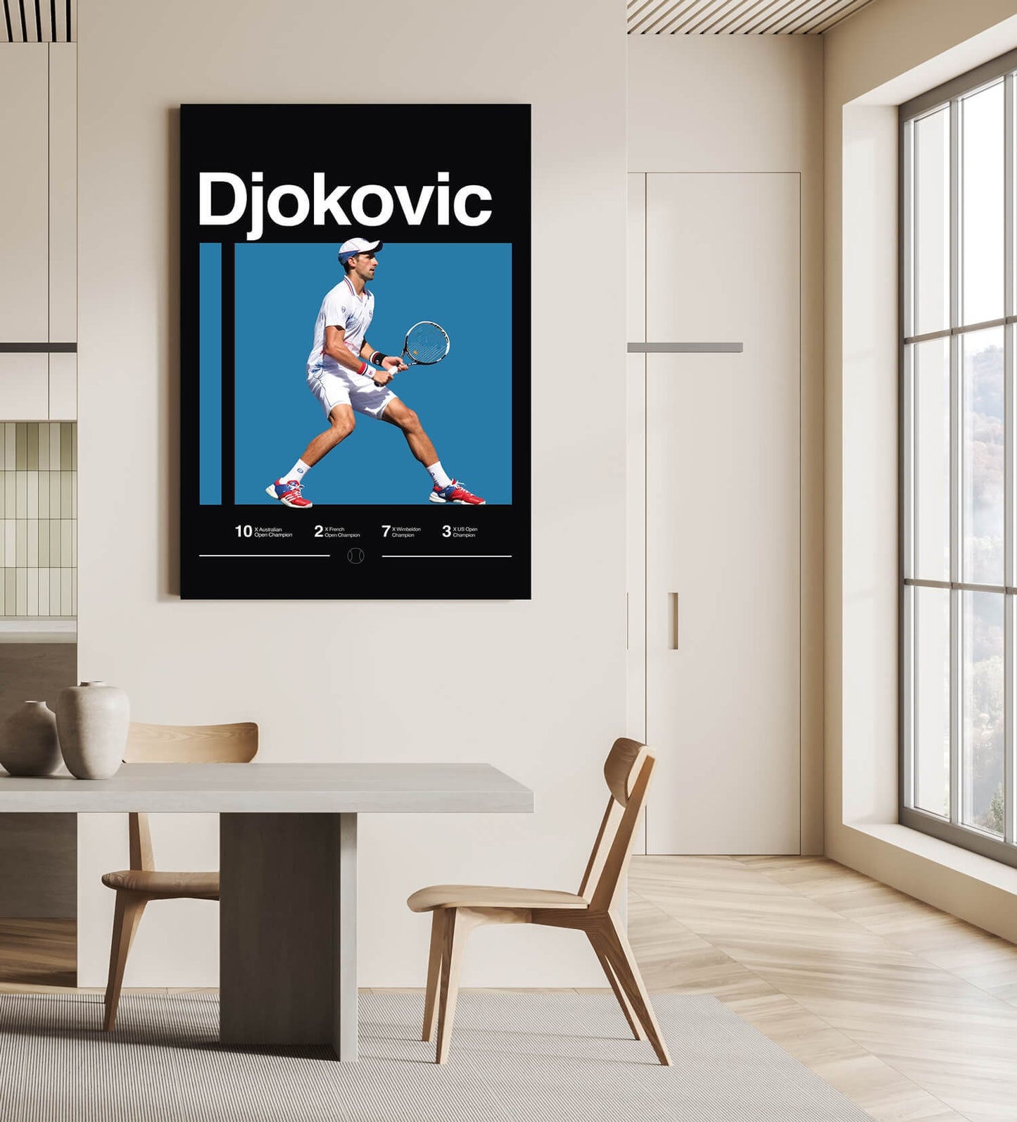 Novak Djokovic Poster, Tennis Print, Minimalist, Mid-Century Modern, Tennis Fans, Sports Office Wall Art, Sports Bedroom