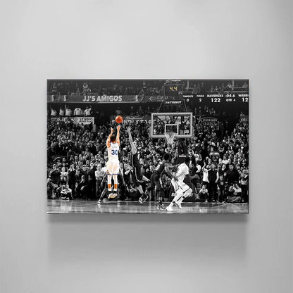 Stephen Curry Winning Shot Canvas or Poster - Iconic Golden State Warriors Fan Gift - Basketball Wall Art - Boys Dorm Decor - Office Decor