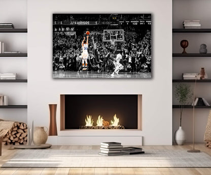 Stephen Curry Winning Shot Canvas or Poster - Iconic Golden State Warriors Fan Gift - Basketball Wall Art - Boys Dorm Decor - Office Decor